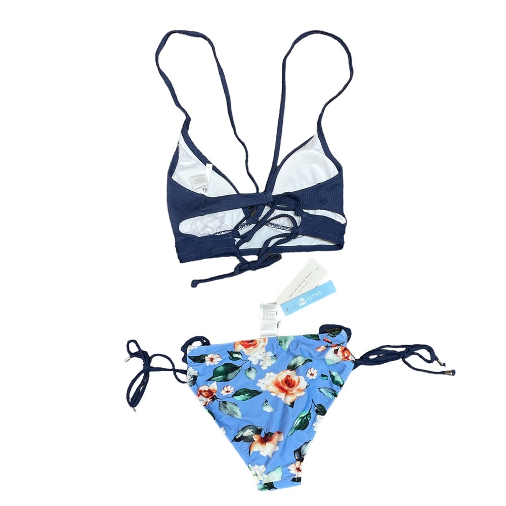 Brand NEW with tags cupshe bikini floral bottom tie sides barlet tie back top